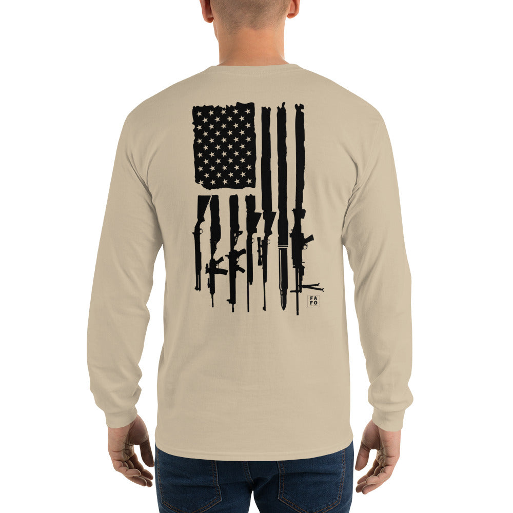 Men’s Cotton Long Sleeve Shirt - Rifle Flag - FAFO Sportswear