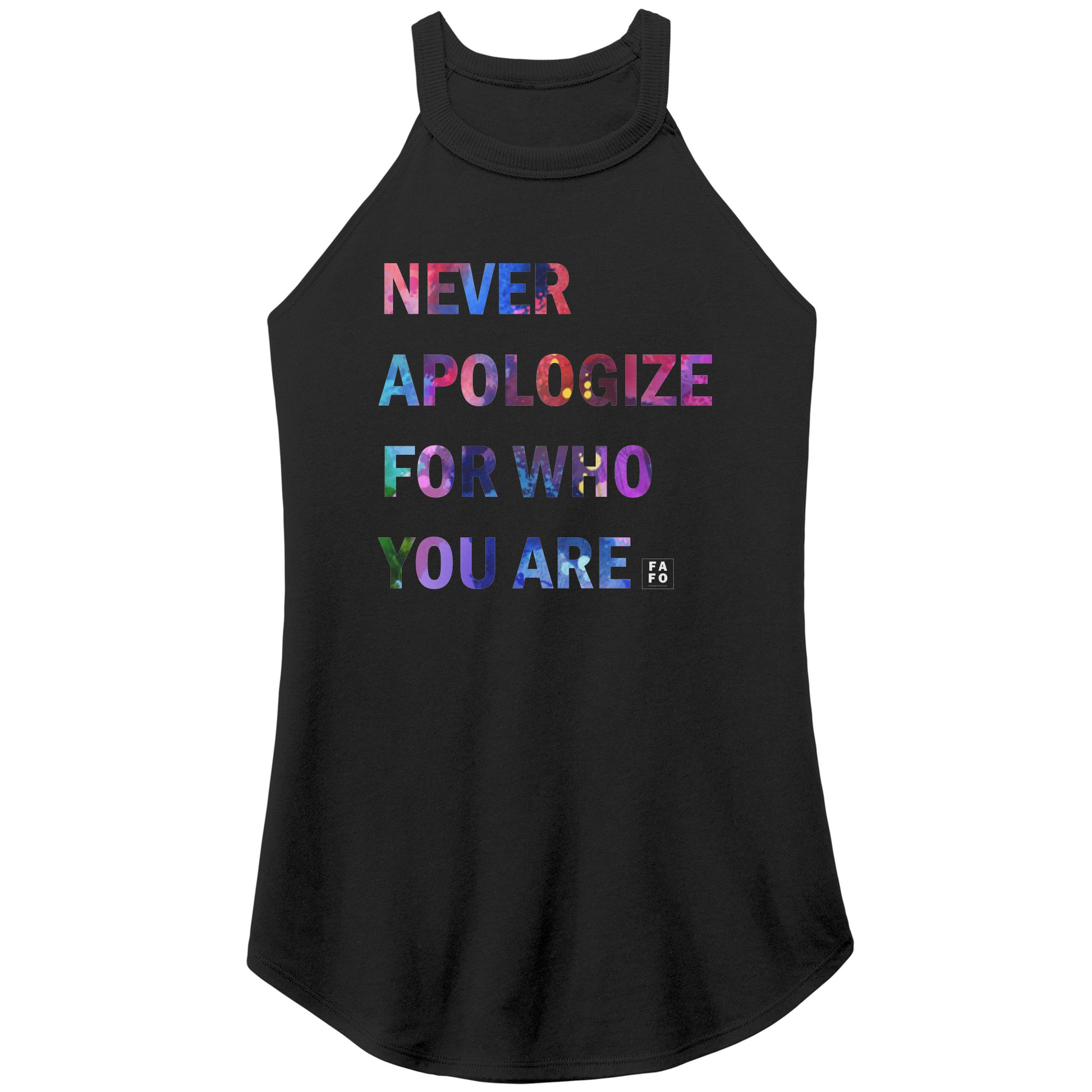 Rocker Tank - Never Apologize - FAFO Sportswear - Black
