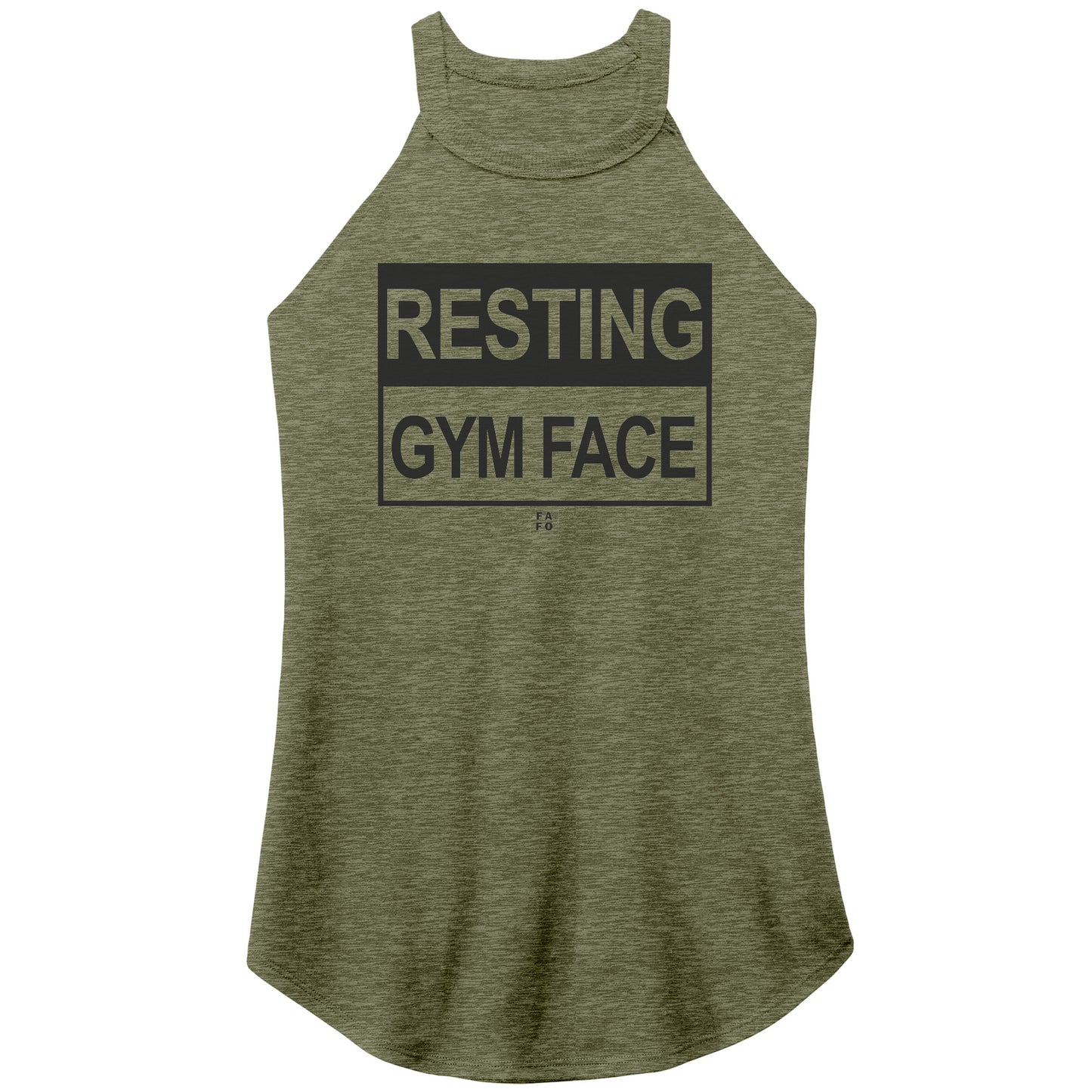 Rocker Tank - Resting Gym Face - Army Green - FAFO Sportswear