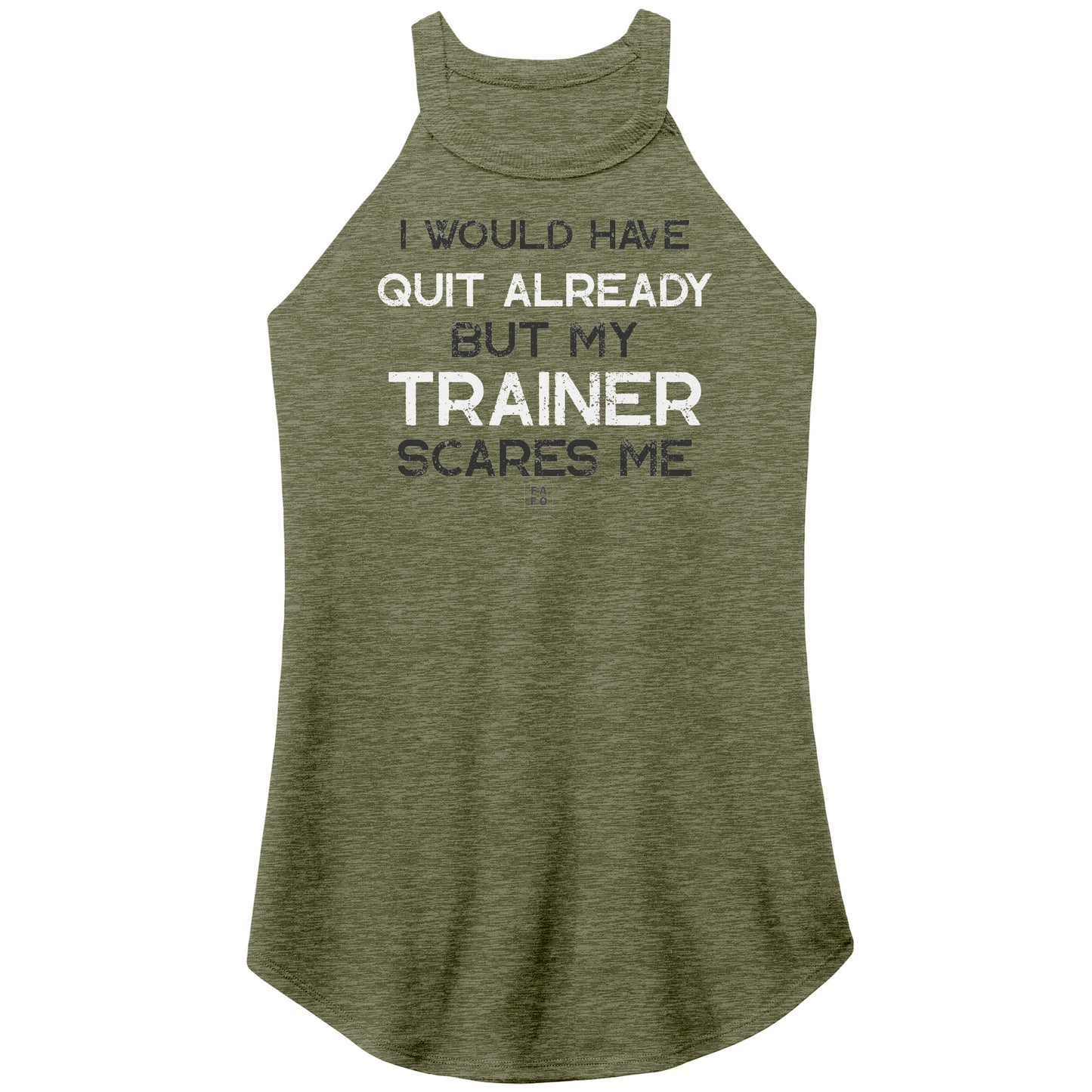 Rocker Tank - Trainer Scares Me - Army Green