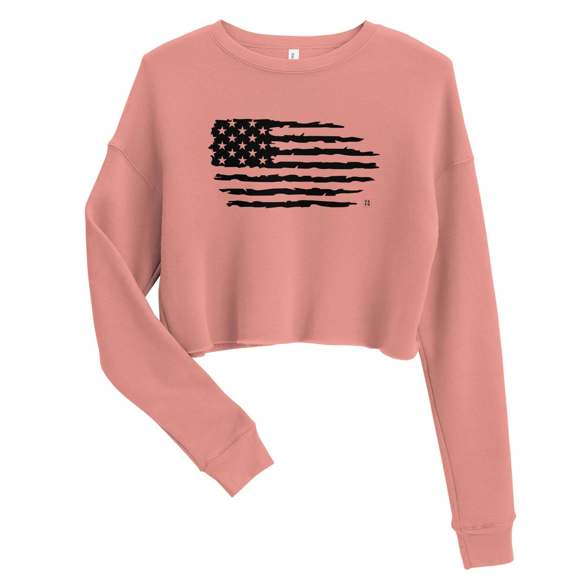 Women's Crop Sweater - 'Merica - Blush Pink
